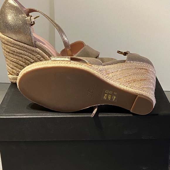 J. crew Gold metallic cross strap espadrille wedge sandal - Picture 3 of 3